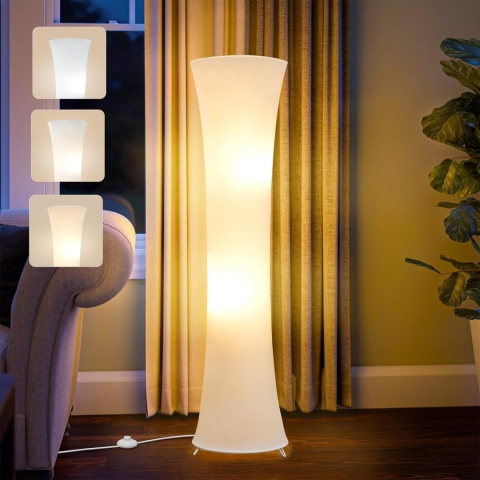 Lampa podłogowa kolumnowa tekstylna lampka stojąca klepsydra regulowane światło temperatura