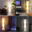 Lampa podłogowa kolumnowa tekstylna lampka stojąca klepsydra regulowane światło temperatura