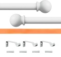 Regulowany zestaw karniszy ściennych 71-223 cm 16 mm biały mat ze wspornikami – 220 cm