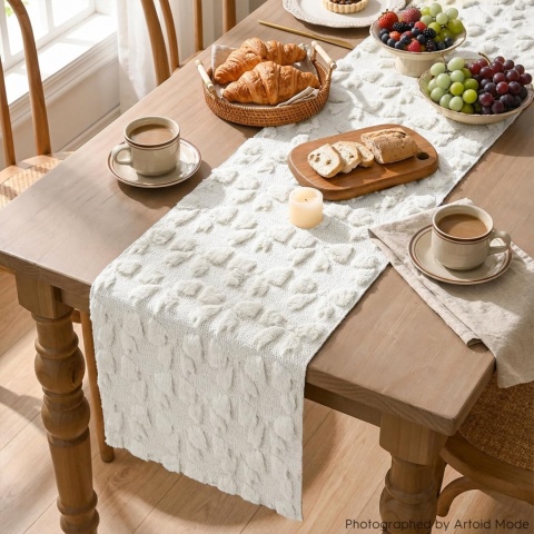 Bieżnik Artoid Mode Soft Pluszowy Futro 33 x 183 kremowa biel kokardka