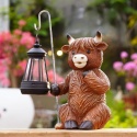 GOODECO Figurka Solarna Krowa Highland z Lampionem ozdoba ogrodowa