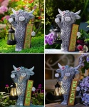 GOODECO Figurka Solarna Krowa Highland z Lampionem 27,6 cm solarna