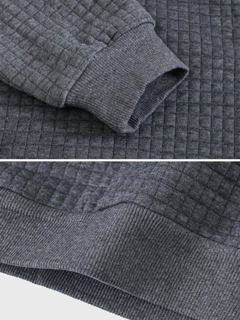 Męska bluza z kapturem żakardowa w kratę wafel szara 5XL