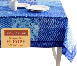 Obrus 100% bawełna Maison d' Hermine 140x180 indigo love