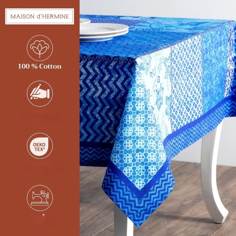 Obrus 100% bawełna Maison d' Hermine 140x180 indigo love