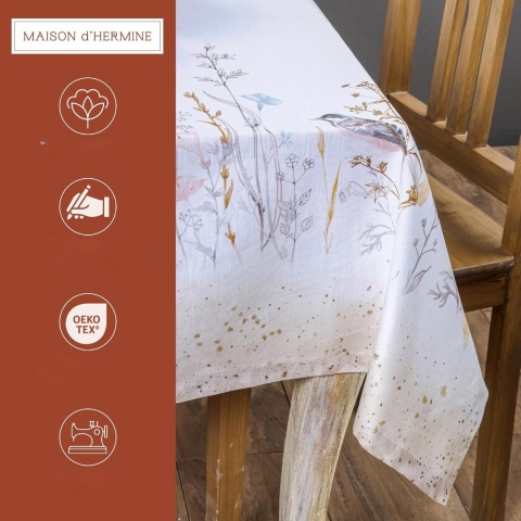 Obrus 100% bawełna Maison d' Hermine 160x220 cm meadow floras beige