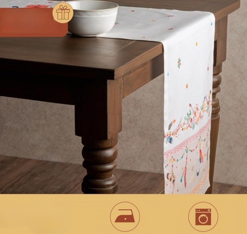 Bieżnik stołowy Maison d'Hermine 100% bawełna 50 x 150 cm IBIZA BEIGE ŁAPACZ SNÓW