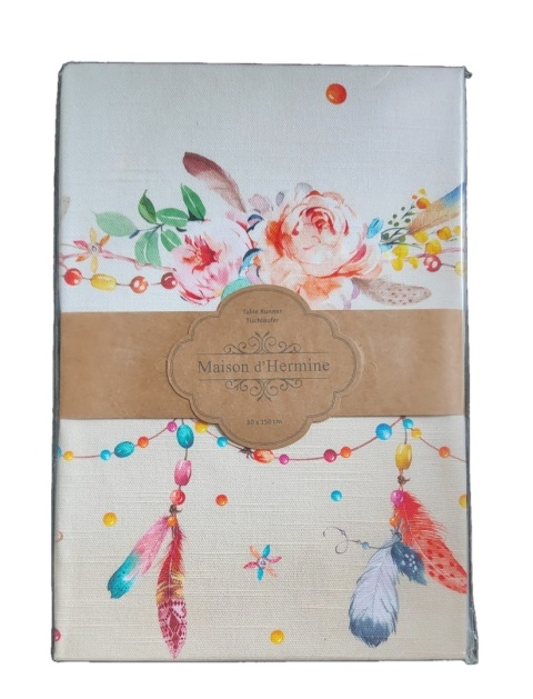 Bieżnik stołowy Maison d'Hermine 100% bawełna 50 x 150 cm IBIZA BEIGE ŁAPACZ SNÓW