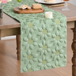 Bieżnik Artoid Mode Soft Pluszowy Futro Zielone Słoneczniki 33 x 183