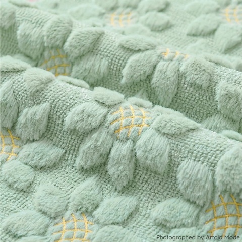 Bieżnik Artoid Mode Soft Pluszowy Futro Zielone Słoneczniki 33 x 183