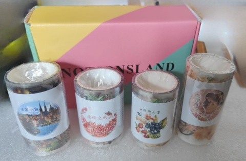 Taśma Washi 4 rolki ozdobne wzory PET do planowania i rękodzieła scrapbooking