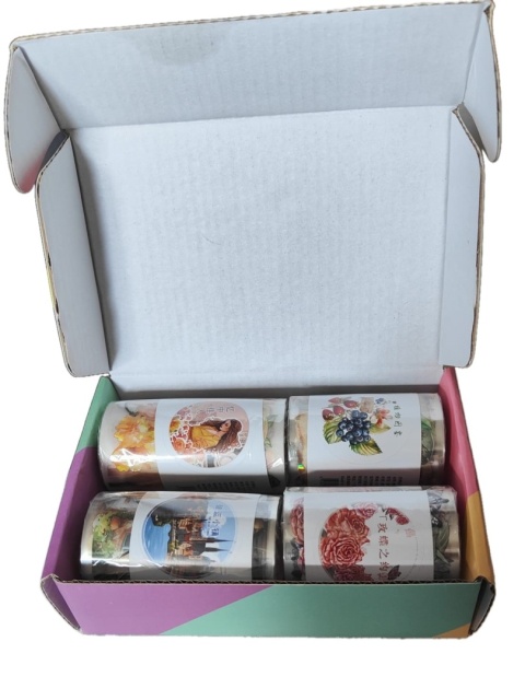 Taśma Washi 4 rolki ozdobne wzory PET do planowania i rękodzieła scrapbooking
