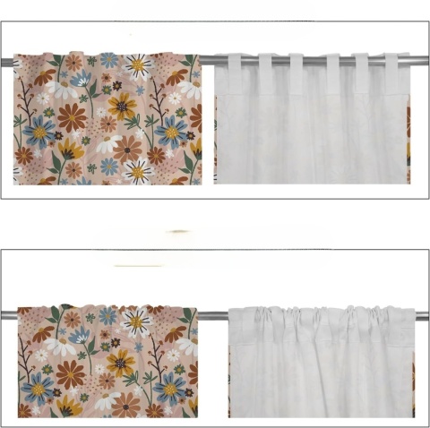 Zasłona w kwiaty na taśmie Zasłona Boho Retro VINTAGE w Kwiaty 107x160cm 1 szt.