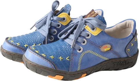 damskie mokasyny półbuty BUTY SKÓRZANE Casual Boho NIEBIESKIE TMA EYES