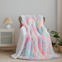 Koc Futrzany Sherpa Baranek 200x220cm Miękki Wajade Futerko Pled Tęcza