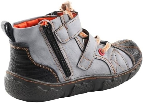 TMA EYES Modne botki retro z zamkiem buty skóra sznurówki rzepy zamek 38