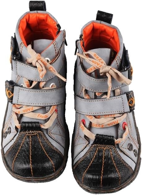 TMA EYES Modne botki retro z zamkiem buty skóra sznurówki rzepy zamek 38