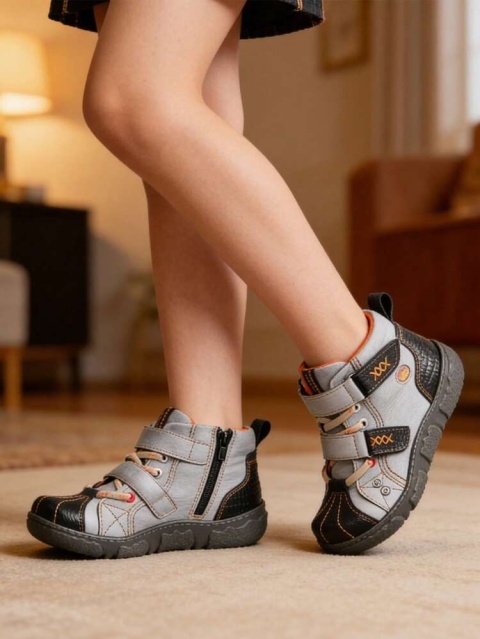 TMA EYES Modne botki retro z zamkiem buty skóra sznurówki rzepy zamek 38