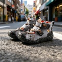 TMA EYES Modne botki retro z zamkiem buty skóra sznurówki rzepy zamek 38