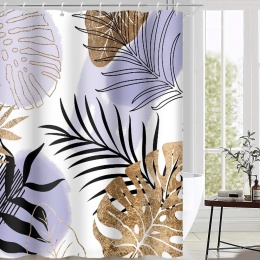 ZASŁONA PRYSZNICOWA TEKSTYLNA BOHO LIŚCIE TROPICAL MONSTERA 180X200 PALMA