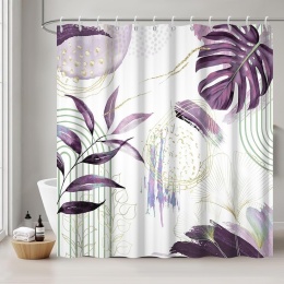ZASŁONA PRYSZNICOWA TEKSTYLNA BOHO LIŚCIE TROPICAL MONSTERA 180X200 PALMA