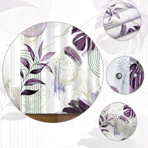 ZASŁONA PRYSZNICOWA TEKSTYLNA BOHO LIŚCIE TROPICAL MONSTERA 180X200 PALMA