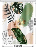 Zasłona prysznicowa odporna na pleśń Dżungla 150x200 boho tropical tekstylna