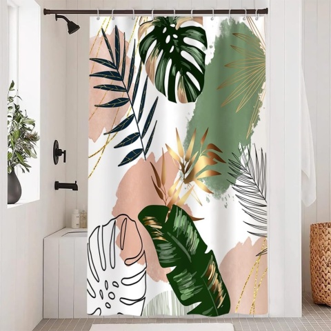 Zasłona prysznicowa odporna na pleśń Dżungla 150x200 boho tropical tekstylna