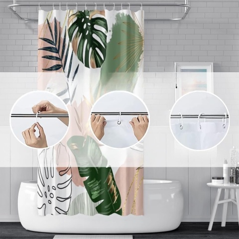 Zasłona prysznicowa odporna na pleśń Dżungla 150x200 boho tropical tekstylna