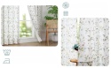 Zasłony komplet 2 sztuki 140x229 Boho Len Liście Kwiaty zasłona kółka