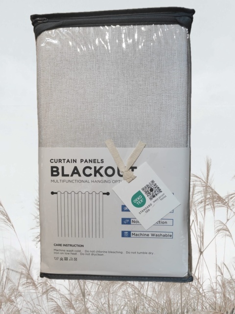 Zasłony Premium Beżowe Efekt Lnu 127x229 Blackout zasłona 2 szt zaciemniające