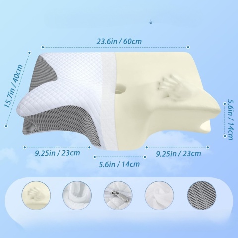 PODUSZKA ORTOPEDYCZNA ERGONOMICZNA DO SPANIA 2w1 pianka memory