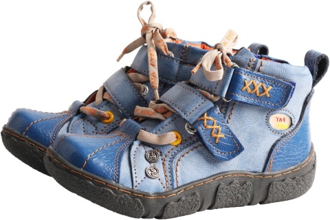 TMA EYES Modne botki retro z zamkiem buty skóra sznurówki rzepy zamek 41 BLUE
