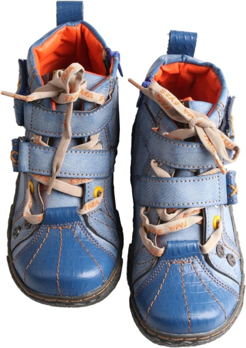 TMA EYES Modne botki retro z zamkiem buty skóra sznurówki rzepy zamek 41 BLUE