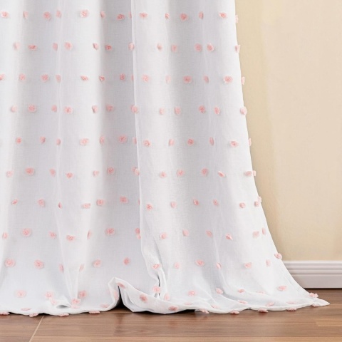 Zasłony Zaciemniające 100% z Pomponami Boho 2szt RÓŻOWE POMPONY
