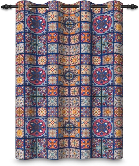 Zasłona OZDOBA BOHO MANDALA NA OKNO 107x160cm kotara patchwork zaciemniająca