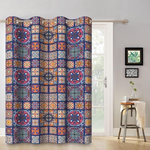 Zasłona OZDOBA BOHO MANDALA NA OKNO 107x160cm kotara patchwork zaciemniająca