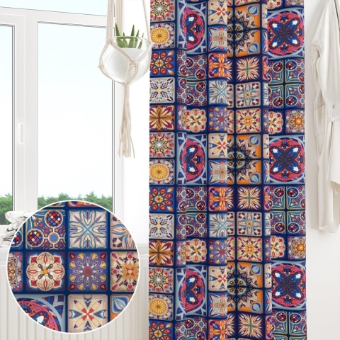 Zasłona OZDOBA BOHO MANDALA NA OKNO 107x160cm kotara patchwork zaciemniająca