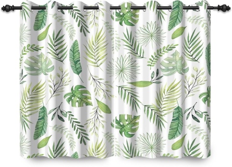 Zasłony Zaciemniające BLACKOUT Liście Palma 2szt 117x183cm Zielone 2 szt.