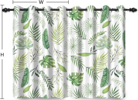 Zasłony Zaciemniające BLACKOUT Liście Palma 2szt 117x183cm Zielone 2 szt.