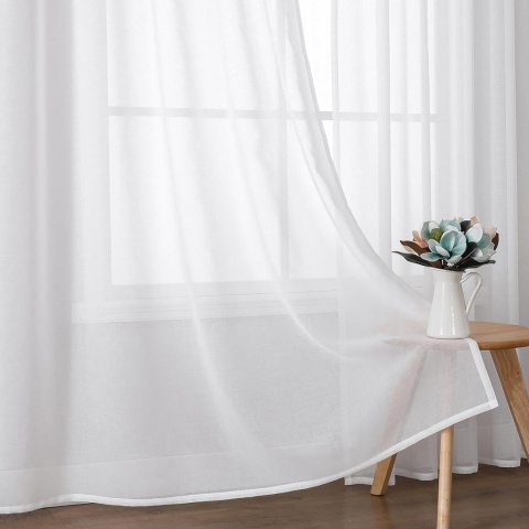 Zestaw 2 firan woalowych z taśmą marszczącą firanki długie 140x290 cm firanka firany