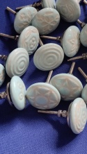 gałki uchwyty meblowe ceramiczne 20 szt BŁĘKITNE turkusowe VINTAGE
