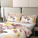pościel Premium 3D 155x220 Bawełna 100% Kwiaty sakury Motyle poszwa powłoczka