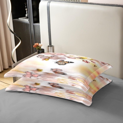 pościel Premium 3D 155x220 Bawełna 100% Kwiaty sakury Motyle poszwa powłoczka