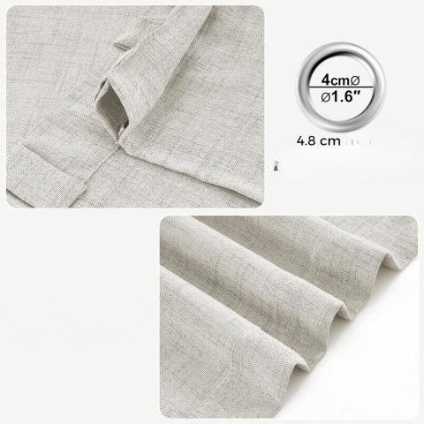 zasłony lniane MRTREES 2 szt. półprzezroczyste Kość słoniowa 145x140 cm