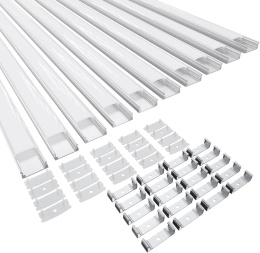 CUQI Profil LED aluminiowy 10x40cm mleczna osłonka PC zaślepki klipsy montażowe 10 szt.