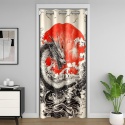 zasłona drzwiowa Noren wzór smok fala 106 x 203cm – Czerwona