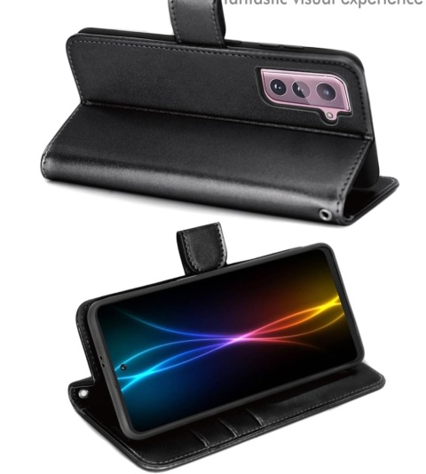 Etui Portfel do SAMSUNG GALAXY S21 Skórzane Klapka Magnes TECHGEAR Czarny