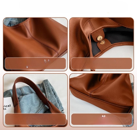 torba shopper z kopertówką torebka na ramię z kieszenią Brązowy